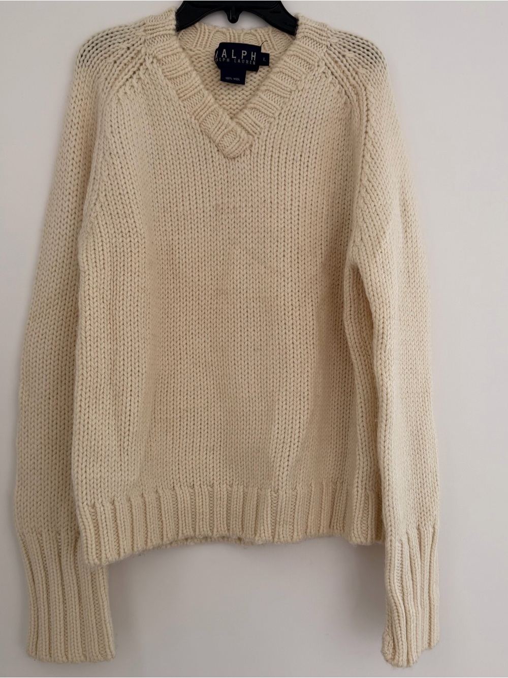 Ralph Lauren Cream V-Neck Knit Sweater
